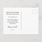 Tropische Palmen, die wir umziehen, Ankündigungspostkarte (Rückseite)