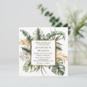 Tropische Palmen Eukalyptus Christliche Hochzeit Einladung (Stehend Vorderseite)