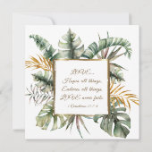 Tropische Palmen Eukalyptus Christliche Hochzeit Einladung (Rückseite)