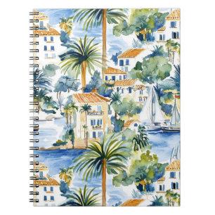 Tropische Palmen Französische Riviera Notizblock