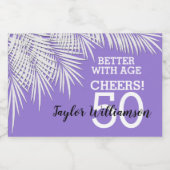 Tropische Palmen Geburtstag Lila Mini Schaumweinetikett (Einzelnes Label)