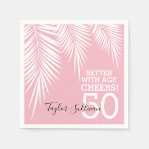 Tropische Palmen Geburtstag Rosa Mini Serviette