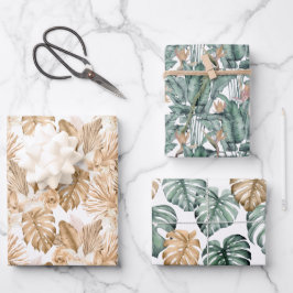 Tropische Palmen Geschenkpapier Set