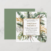 Tropische Palmen Gold Rahmen Christliche Hochzeit Einladung (Vorne/Hinten)