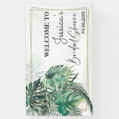 Tropische Palmen, goldenes Brautparty Hintergrund Banner (Vertikal)