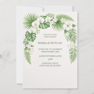 Tropische Palmen-Grün-Hochzeit Einladung