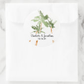 Tropische Palmen handgemachte Hochzeit Runder Aufkleber (Tasche)