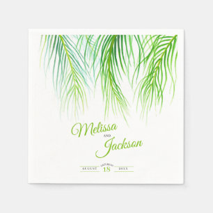 Tropische Palmen Hochzeit Grün und Weiß Serviette