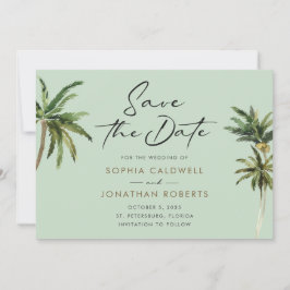Tropische Palmen Hochzeit in Urlaubsort Rettete D Save The Date