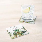 Tropische Palmen Hochzeit Rechteckiger Pappuntersetzer (Vor Ort)