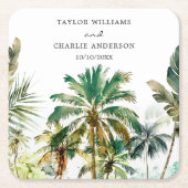 Tropische Palmen Hochzeit Rechteckiger Pappuntersetzer (Vorderseite)