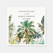Tropische Palmen Hochzeit Serviette (Vorderseite)