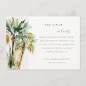 Tropische Palmen Hochzeitsdetails Begleitkarte (Vorderseite)