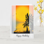 Tropische Palmen im offenen Fenster Karte (Gelbe Blume)