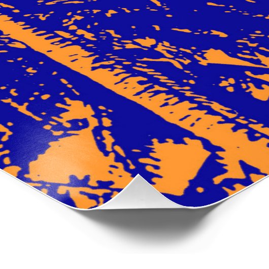 Tropische Palmen in Blau und Orange Poster (Ecke)