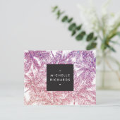 Tropische Palmen Lila/rosa Glitzer Postkarte (Stehend Vorderseite)