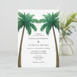 Tropische Palmen Minimal Foto Strandhochzeit Einladung