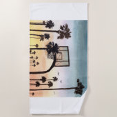 Tropische Palmen mit Basketballfeld Strandtuch (Vorderseite)