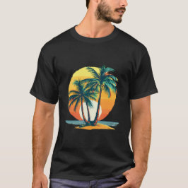 Tropische Palmen mit lebendigem Sonnenuntergang T-Shirt