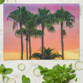 Tropische Palmen mit Regenbogen-Himmel Küchentuch (Gefaltet)