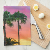 Tropische Palmen mit Regenbogen-Himmel Küchentuch (Viertel Falte)