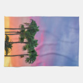 Tropische Palmen mit Regenbogen-Himmel Küchentuch (Horizontal)