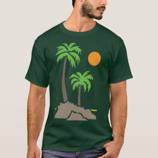 Tropische Palmen mit Sonne auf einer kleinen Insel T-Shirt