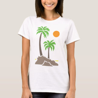 Tropische Palmen mit Sonne auf einer kleinen Insel T-Shirt