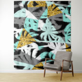 Tropische Palmen, moderne geometrische Muster Wandteppich (Beispiel)