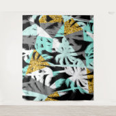 Tropische Palmen, moderne geometrische Muster Wandteppich (Vorderseite)