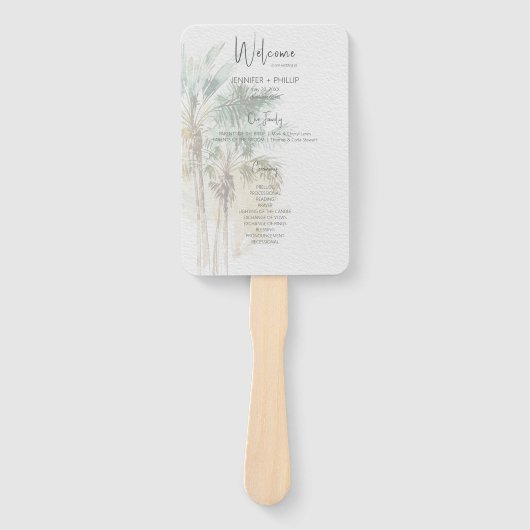 Tropische Palmen Moderne Hochzeit Fächer (Vorderseite)