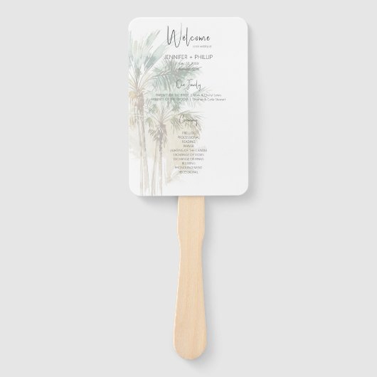 Tropische Palmen Moderne Hochzeit Fächer (Vorderseite)