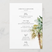 Tropische Palmen Moderne Hochzeit Menükarte (Vorderseite)