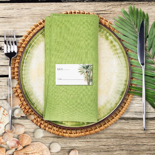 Tropische Palmen Moderne Hochzeit Platzkarte