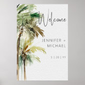 Tropische Palmen Moderne Hochzeit Poster (Vorne)
