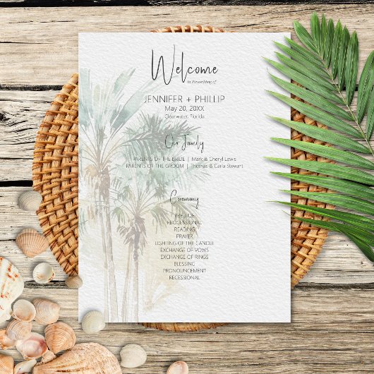 Tropische Palmen Moderne Hochzeit Programm