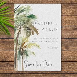 Tropische Palmen Moderne Hochzeit Save The Date