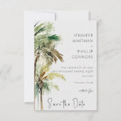Tropische Palmen Moderne Hochzeit Save The Date (Vorderseite)
