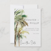 Tropische Palmen Moderne Hochzeit Save The Date (Vorderseite)