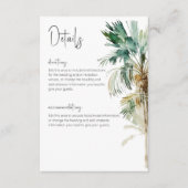 Tropische Palmen Moderne Hochzeiten Details Begleitkarte (Vorderseite)