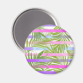 Tropische Palmen Moderne rosa violette Streifen Magnet (Vorderseite/Rückseite)