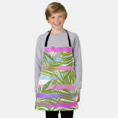 Tropische Palmen Moderne rosa violette Streifen Schürze (Getragen)