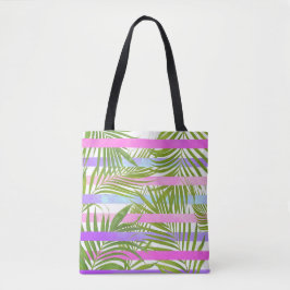 Tropische Palmen Moderne rosa violette Streifen Tasche