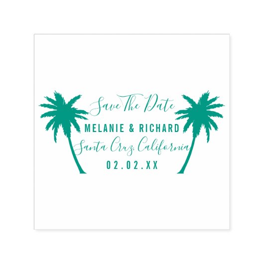 Tropische Palmen | Moderne Save the Date Hochzeit Permastempel (Design)