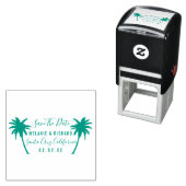 Tropische Palmen | Moderne Save the Date Hochzeit Permastempel (Beispiel)