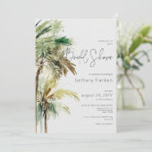 Tropische Palmen Modernes Brautparty Einladung (Stehend Vorderseite)