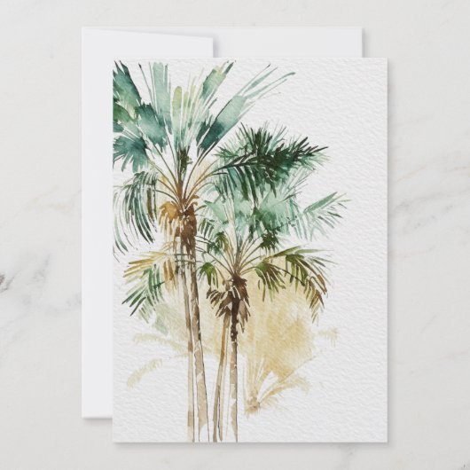Tropische Palmen Modernes Brautparty Einladung (Rückseite)