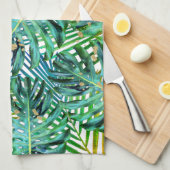 Tropische Palmen Monstera verlässt GoldGlitzer Geschirrtuch (Viertel Falte)