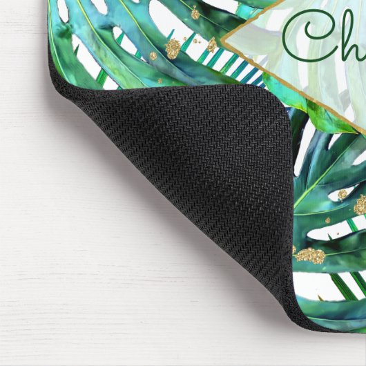 Tropische Palmen Monstera verlässt GoldGlitzer Mousepad (Ecke)