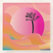 Tropische Palmen Orange Pink Design Glasuntersetzer (Vorderseite)